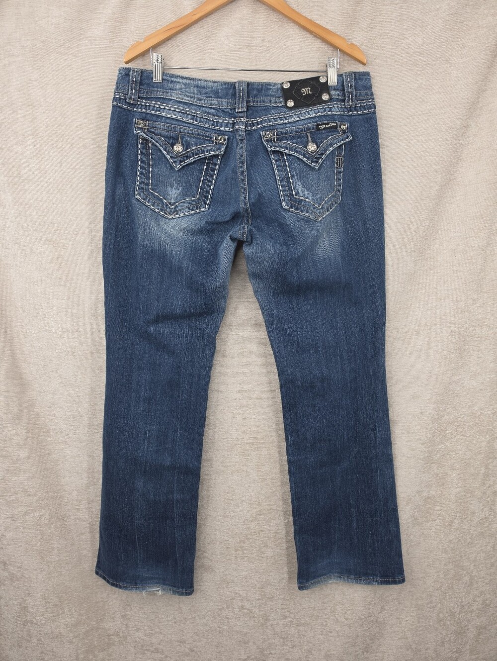 Miss Me Y2K Boot Cut Bootcut Jeans Distressed Embroidered Women's Size 34